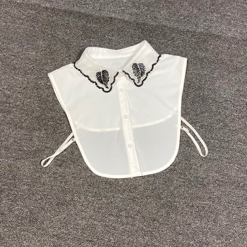 Cổ Áo Rời Thêu Hình Lá Đính Hạt Cườm Thủ Công Dành Cho Nữ