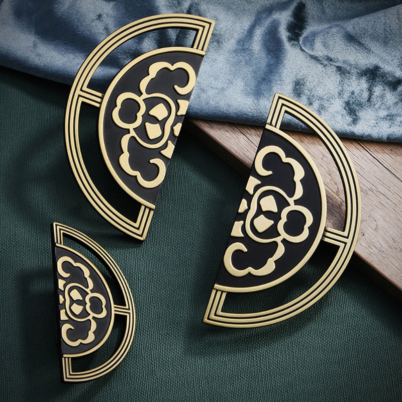 Tay Nắm Ngăn Kéo Tủ Bằng Hợp Kim Kẽm Họa Tiết Bán Nguyệt Phong Cách Trung Hoa Cổ Điển