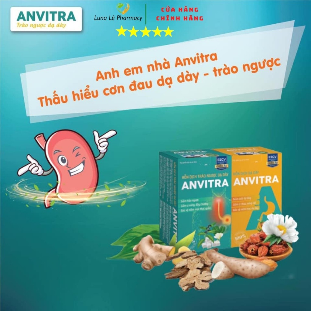 Anvitra Hỗn Dịch Giảm Acid Dạ Dày Và Trào Ngược Dạ Dày Thực Quản Hộp 15 Gói