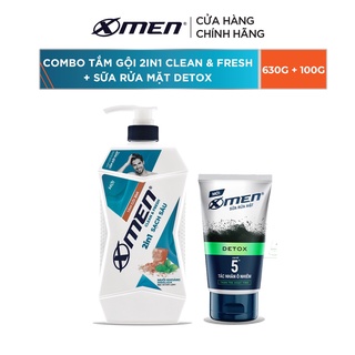 Combo Tắm Gội Clean & Fresh 2in1 Sạch Sâu 630g + Sữa rửa mặt X-Men Detox 100g - Loại bỏ 5 tác nhân ô nhiễm