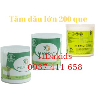 Tăm Bông Meriday Hộp 200 que Dùng cho người lớn - Bông Bạch Tuyết