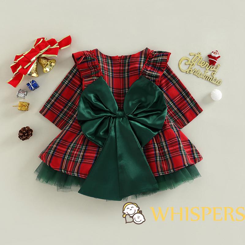 Đầm Xoè Tulle Tay Dài Hoạ Tiết Giáng Sinh Cho Bé Gái 0-5 Tuổi