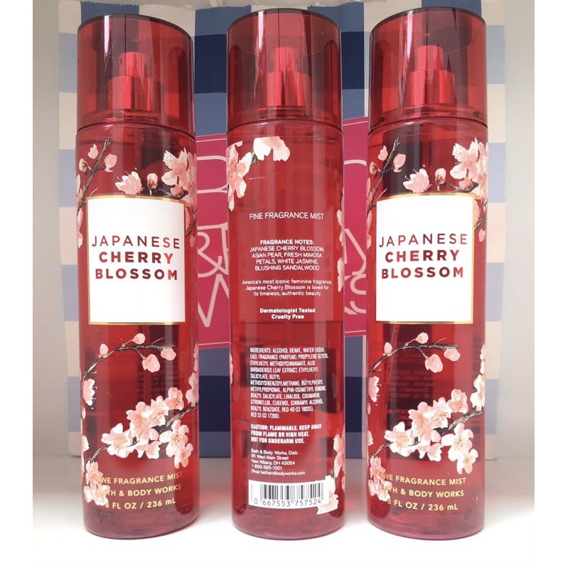 🌸🍐Hàng Mỹ-Xịt thơm toàn thân Body Mist JAPANESE CHERRY BLOSSOM 236ml Bath&Body Works❤ | Thế Giới Skin Care