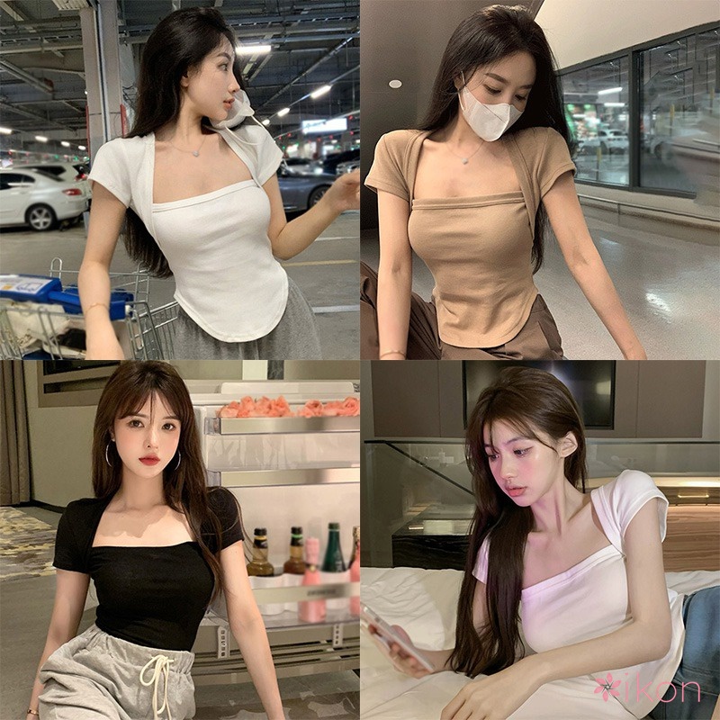 Áo Thun Tay Ngắn Màu Trơn Thời Trang Cho Nữ