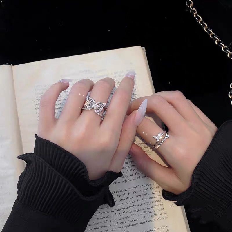 Fashion butterfly ring alloy open hollow ring women jewelry accessories