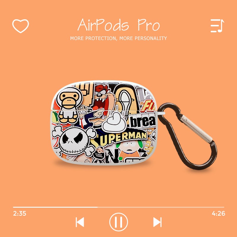 Vỏ bảo vệ hộp sạc tai nghe Airpods 1 2 3 pro bluetooth không dây bằng TPU silicon nhám hoạt hình one piece có móc khóa