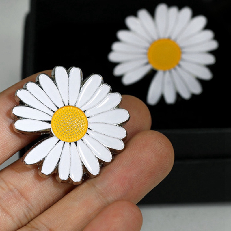 G-Dragon Design Cute Metal Badge White Daisy Flower Spring Enamel Lapel Pin Brooches