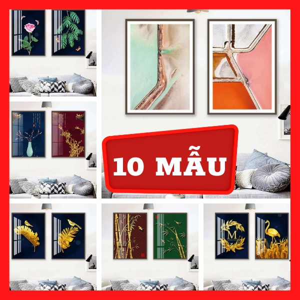 Bộ 2 - Tranh treo tường - Trang trí phòng khách Hiện đại/Gỗ MDF Hàn Quốc chống ẩm mốc, mối mọt TD5