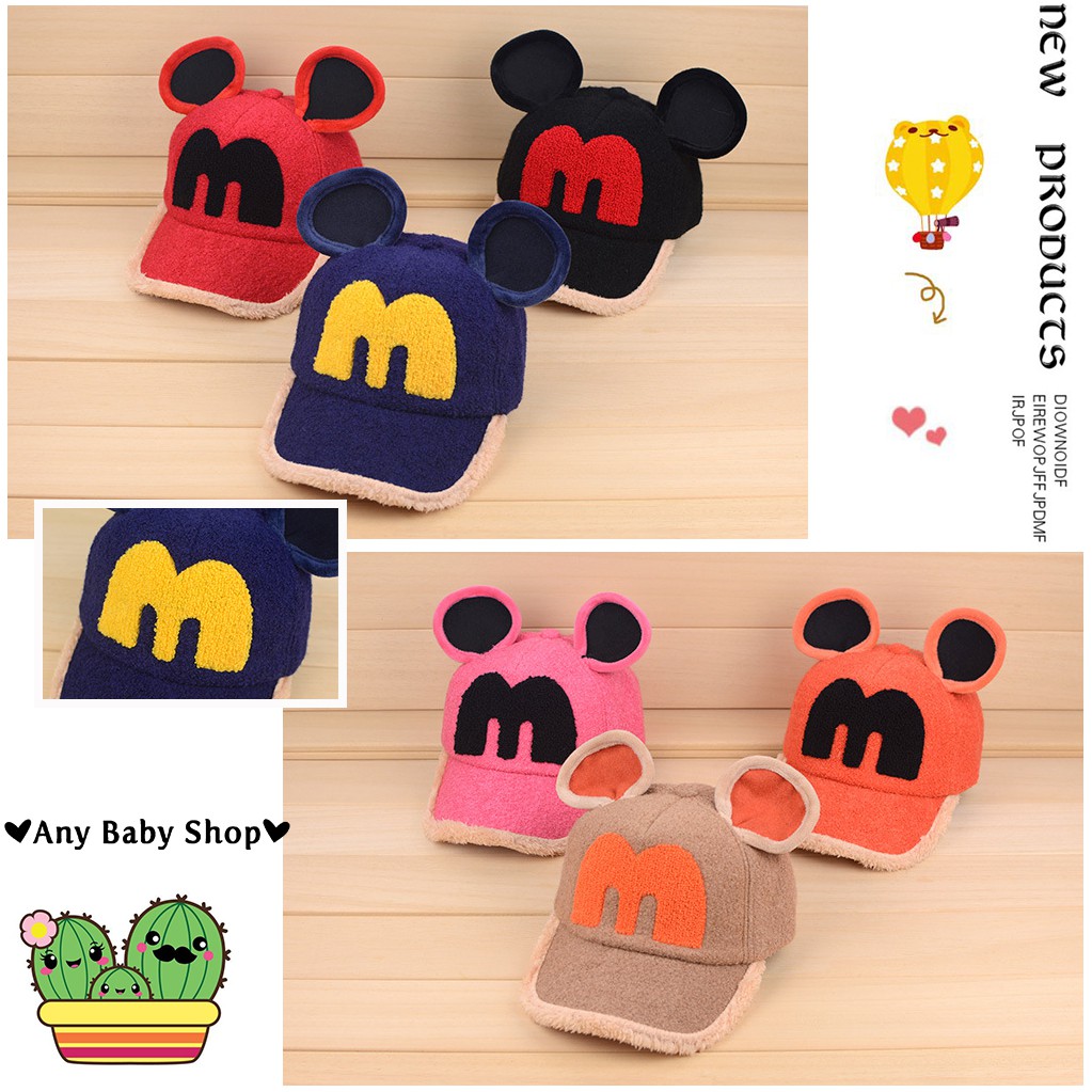 Nón lưỡi trai trẻ em tai chuột Mickey cho bé trai và bé gái nhiều màu xinh yêu ❣❣