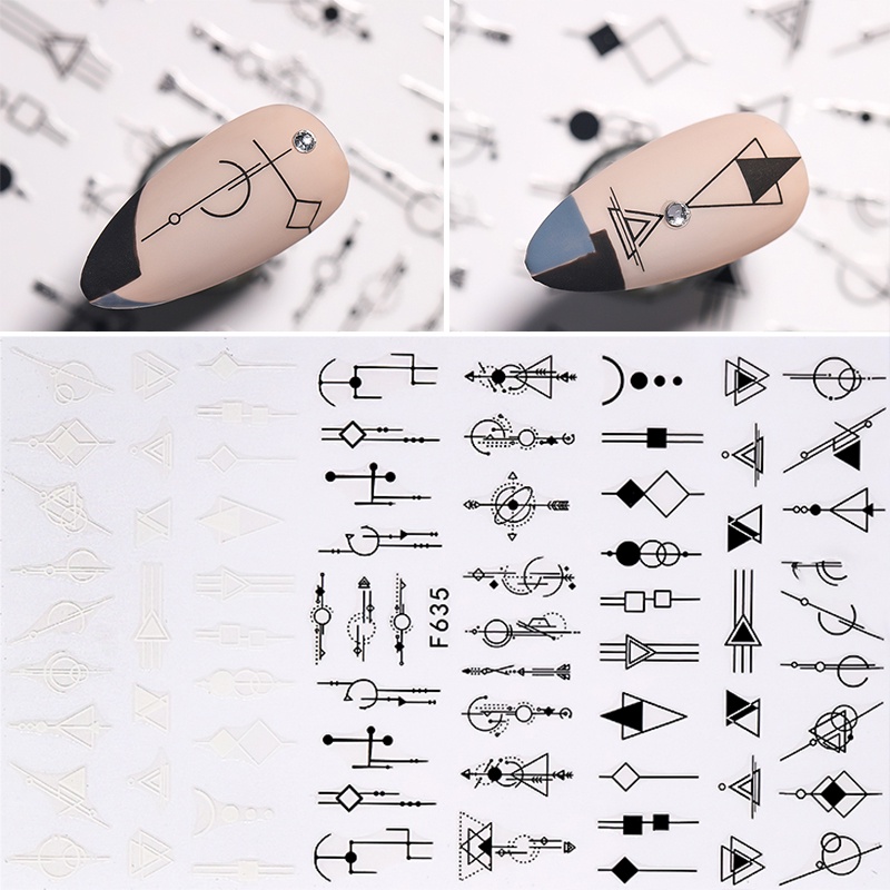 1 Tờ Miếng Dán Móng Tay Trang Trí Nghệ Thuật Họa Tiết Hoa Lá Đen Phong Cách Ngẫu Nhiên