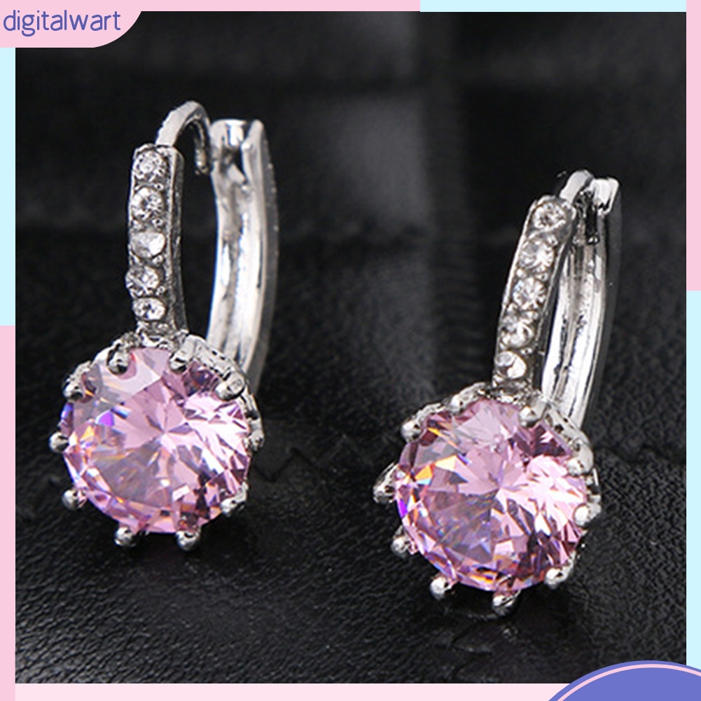 Khuyên tai tròn đính đá Zirconia thời trang cho nữ