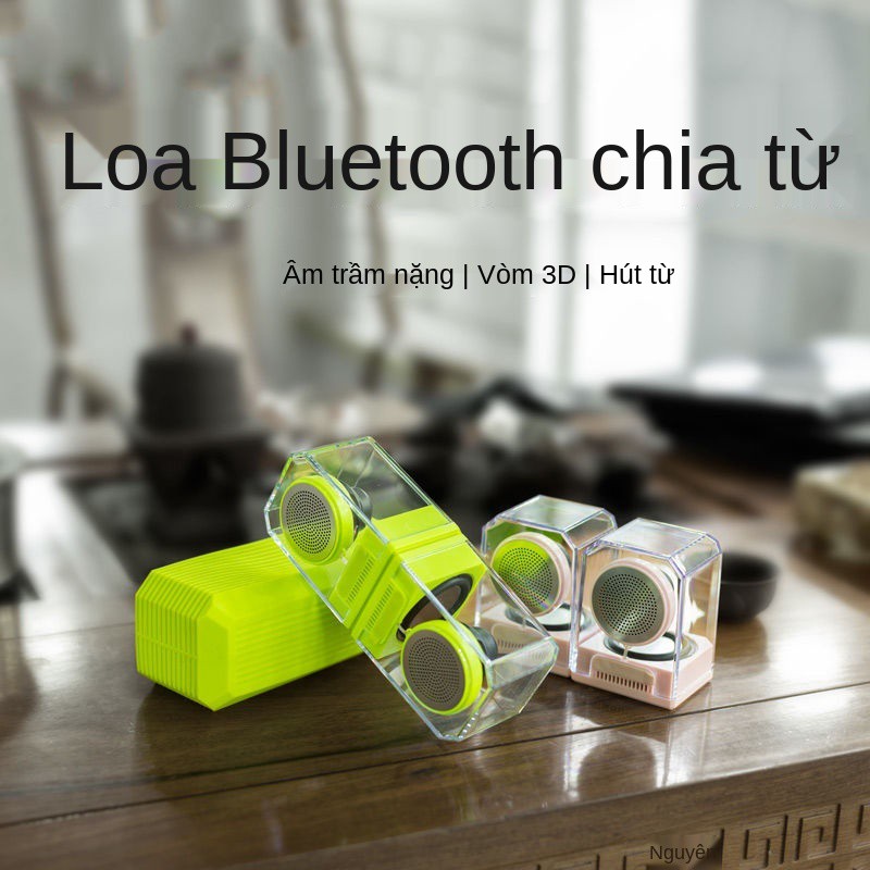 ◐☜♂bass phân chia thể thao không thấm nước từ tính di động loa bluetooth trong suốt 2.0 kênh âm thanh nổi tws ngoài trời