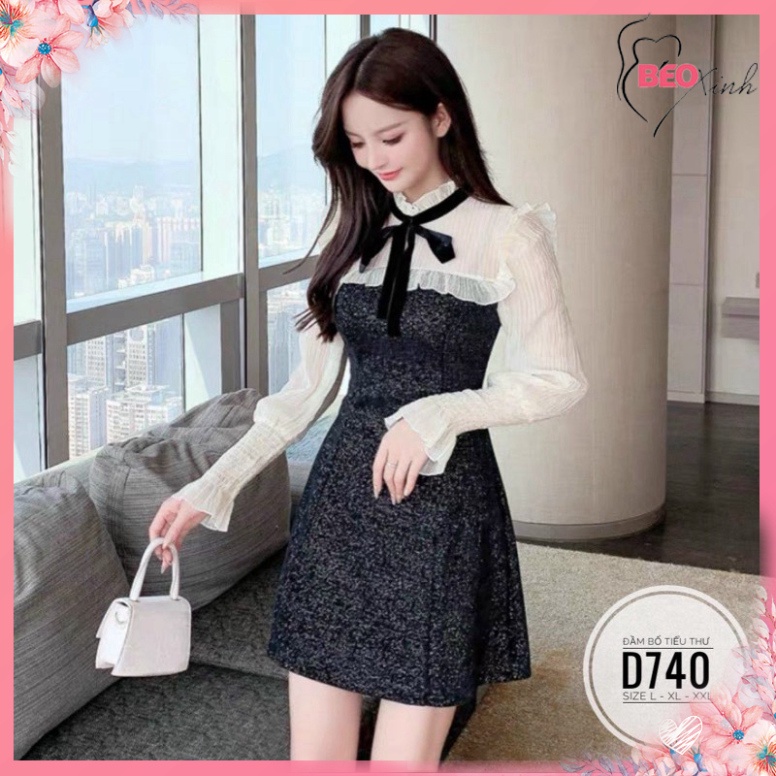 🔥bigsize 60-90KG🔥 beoxinh.store Đầm bố tiểu thư D740 🔥Quảng Châu cao cấp🔥 chiết eo giấu bụng ngoại cỡ size lớn | BigBuy360 - bigbuy360.vn
