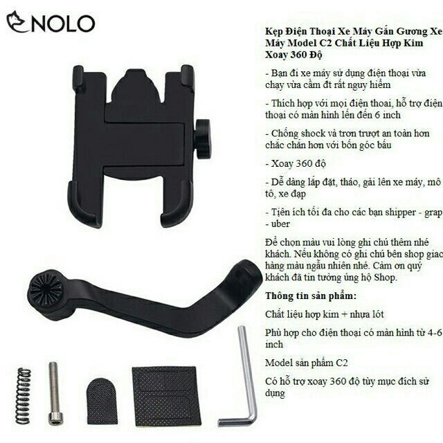 Kẹp Điện Thoại Trên Xe Máy Bằng Inox C2- Kẹp Điện thoại chống cướp | BigBuy360 - bigbuy360.vn