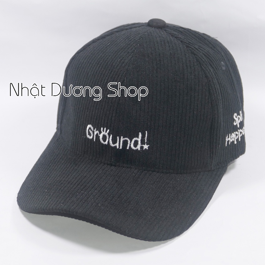 Mũ lưỡi trai ❤️ Nón kết thêu hình chữ Ground chất liệu nhung tăm cao cấp form unisex nam nữ