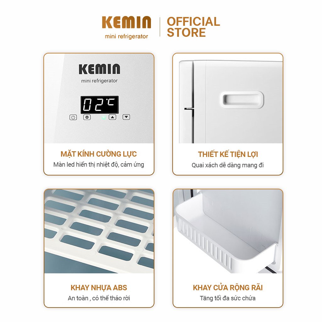 Tủ lạnh mini KEMIN K16 - 16L chính hãng chỉnh nhiệt - Dùng ở nhà và trên ô tô, 2 chiều nóng lạnh