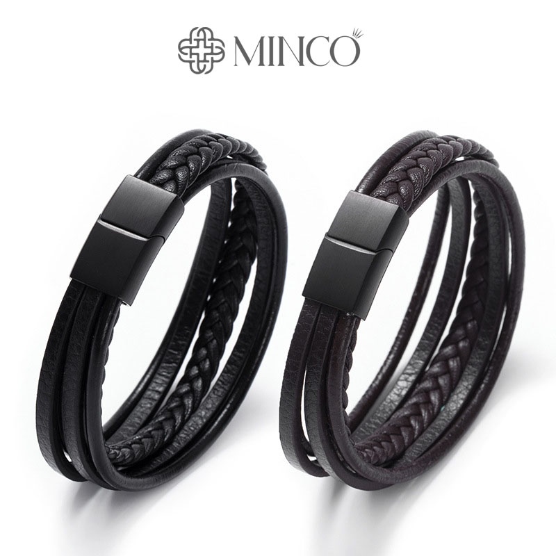 Vòng tay Leather Unisex Minco Accessories chất ngầu độc lạ phụ kiện thời trang đẹp phong cách Hàn Quốc VT49