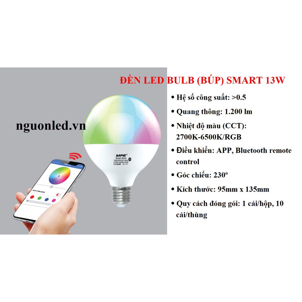 Đèn led Bulb smart LB-9-SM/LB-13-SM (NÊN MUA) ánh sáng nhiều màu,có thể kết nối wifi với điện thoại để điều khiển từ xa.