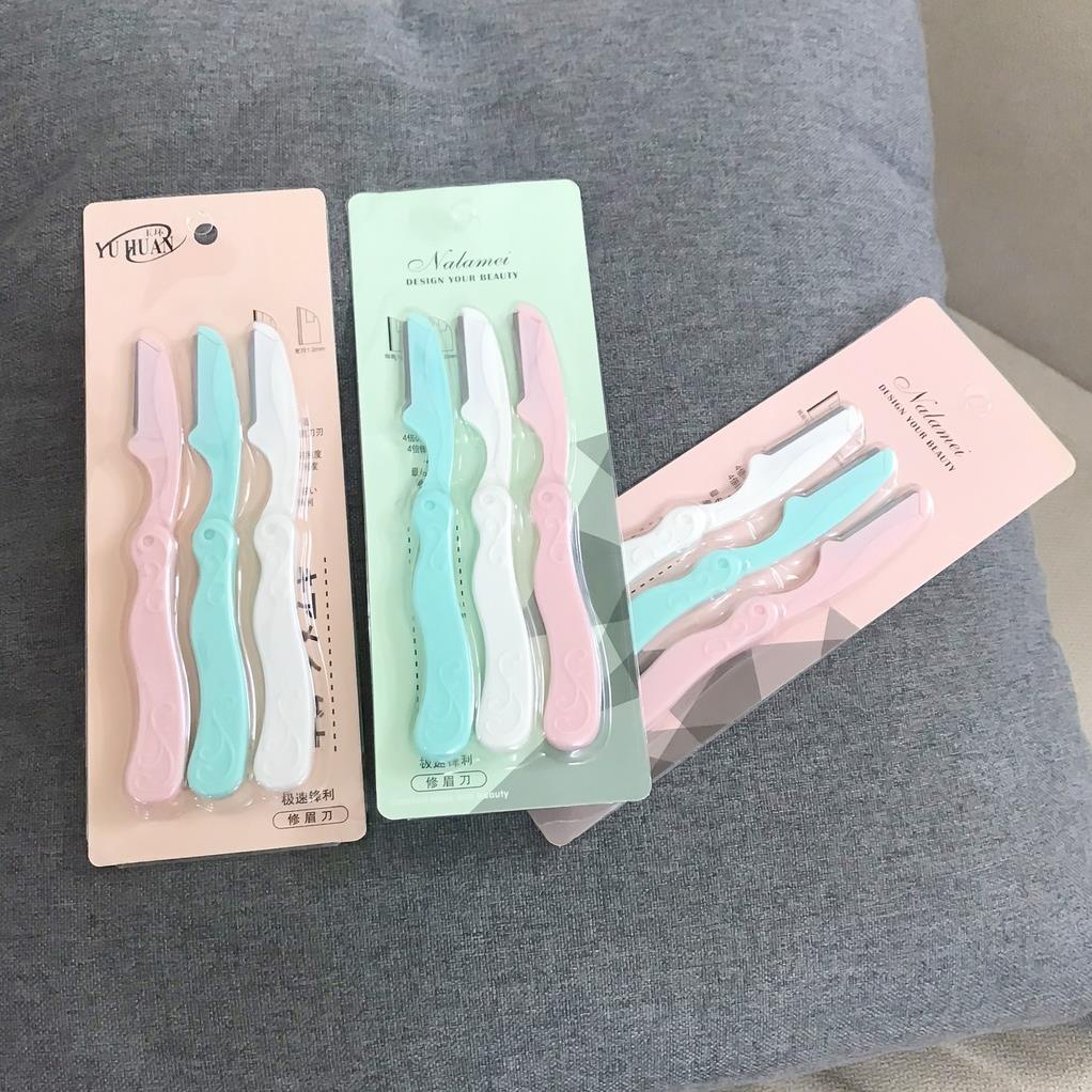 Bộ 3 Dao Cạo màu ngẫu nhiên giúp Tỉa Lông Mày, Chân Mày Tóc Mái Tiện Lợi - hickies