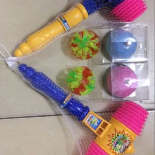 Combo 3 sản phẩm 2 búa to 2 chuông ấn 2 bóng ném dính