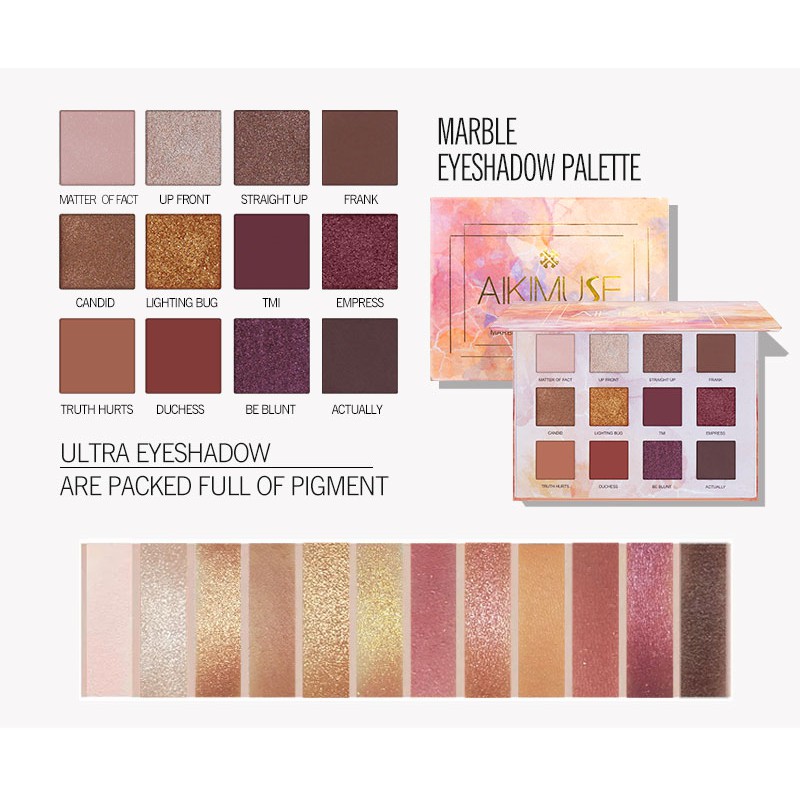 Bảng phấn mắt AIKIMUSE 12 màu lì ánh nhũ 1g*12 | BigBuy360 - bigbuy360.vn