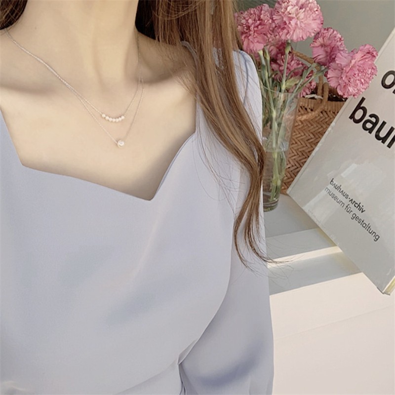 Đầm Midi Tay Dài Cổ Vuông Màu Trơn Thời Trang Thanh Lịch 34617