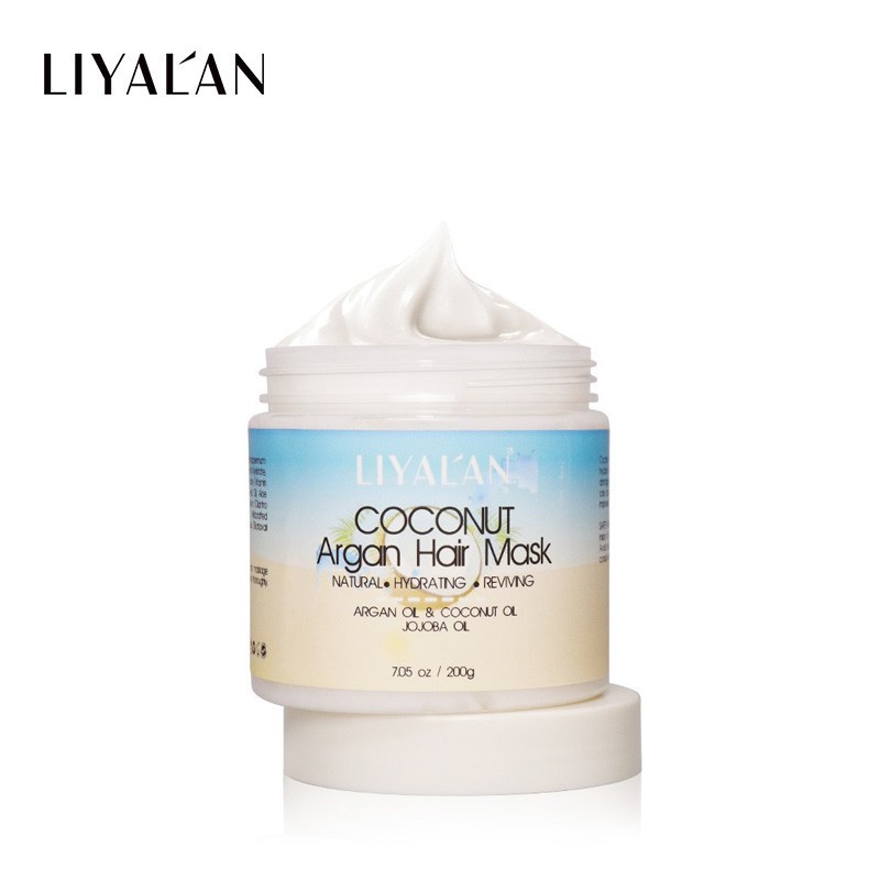 Mặt nạ LIYALAN dưỡng tóc phục hồi dầu dừa angan cao cấp 200g