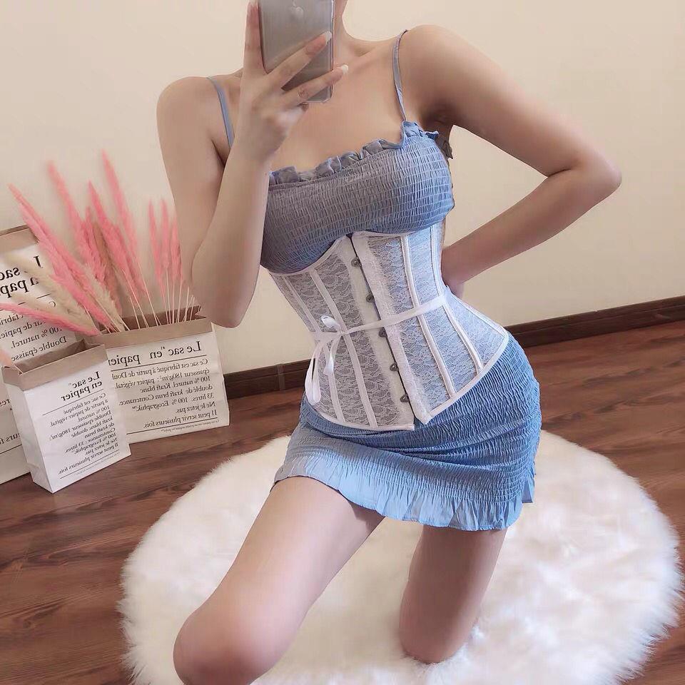 Steel Rib Waistband Belly Band Wedding Dress Bride Internet Celebrity Court Shaper Breathable Mesh Ultra-Thin Corset