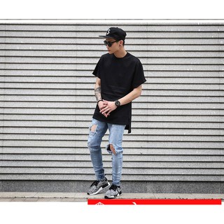 [Hàng Có Sẵn ] Áo Thun Nam Tay Lỡ Longtee Sole màu đen - Trum Unisex