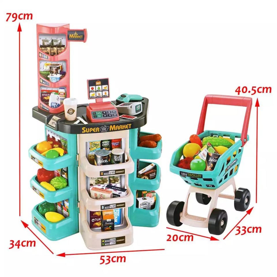 Bộ đồ chơi siêu thị cỡ lớn cao cấp Bộ Đồ chơi bán hàng siêu to 47pcs Super market