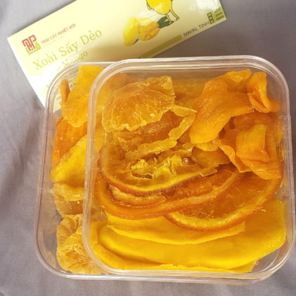 Trái Cây Sấy Dẻo Không Đường 500g Mix 5 Loại Xoài, Dứa, Mít, Cam, Đu Đủ, Hoa quả sấy dẻo đặc sản