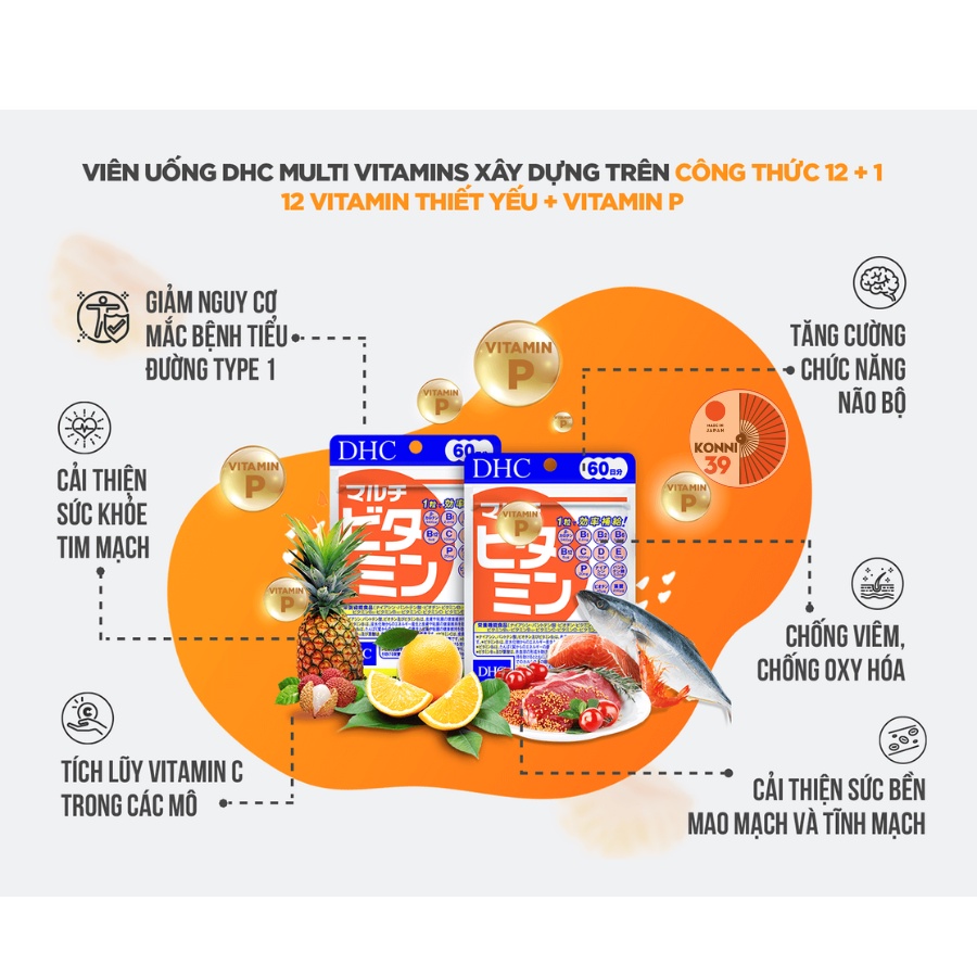 Viên uống DHC Nhật Bản Multi Vitamin Tổng Hợp 15v/gói 30v/gói và 90v/gói - Bahachiha