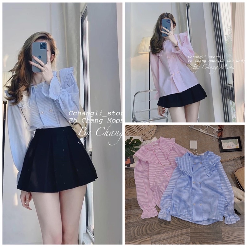 Áo sơ mi kẻ sọc hai hàng cúc 902