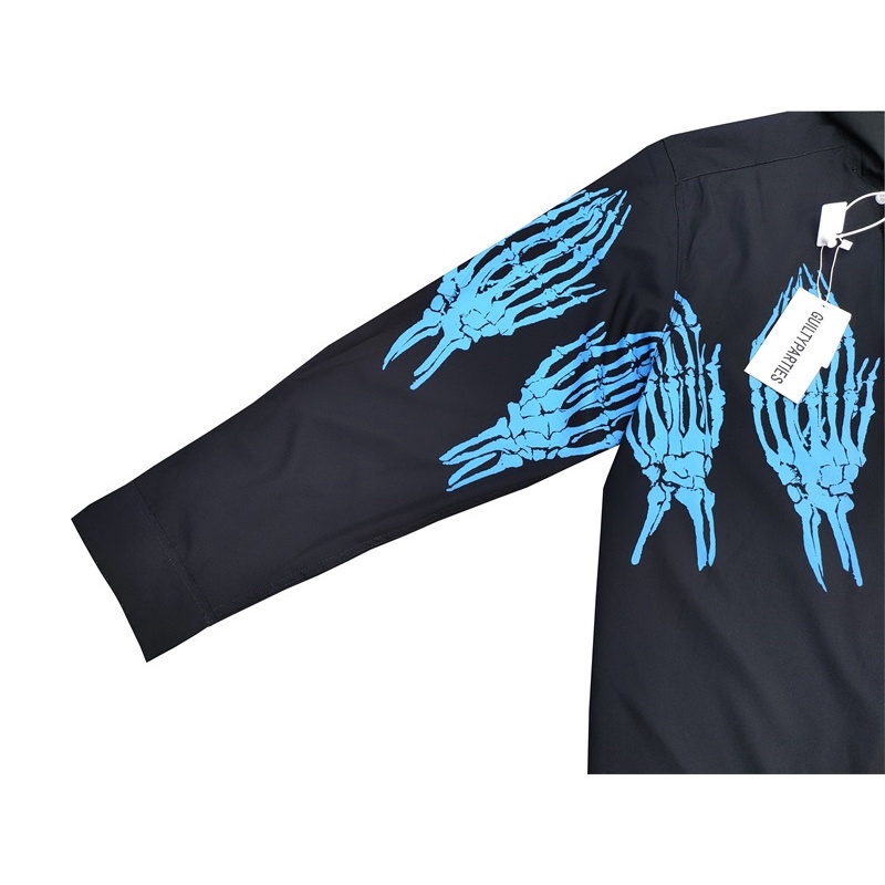 Bán Chạy Nhất Áo Sơ Mi Unisex Tay Dài In Hình Móng Vuốt Ma Xương WACKO MARIA Cỡ Lớn Cho Nam Và Nữ