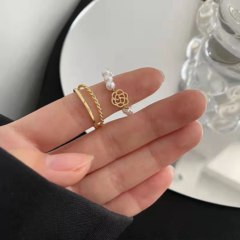 Nhẫn Hở Đính Ngọc Trai Hình Hoa Xinh Xắn Cho Nữ