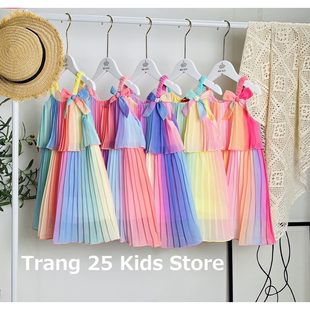 Đầm Bé Gái Dập Ly Chuyển Màu , Váy Cầu Vồng Voan Chiffon-  Trang 25 Kids -K161