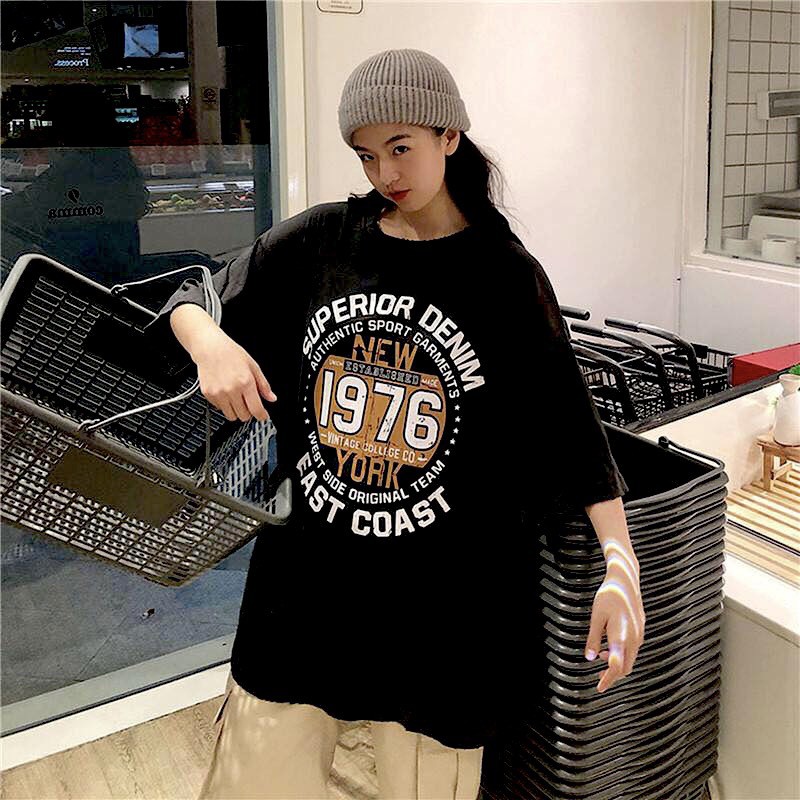 Áo thun nam nữ cotton 100% 1976 dáng tay lỡ unisex xuông form rộng màu basic, áo phông oversize chất sịn