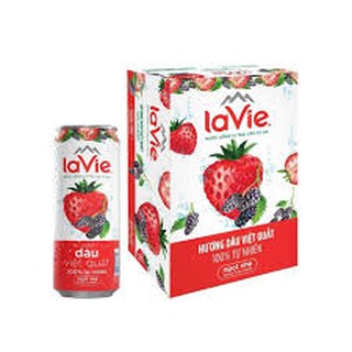Thùng 24 lon nước ngọt có gas Lavie Sparkling Dâu Việt Quất 330ml