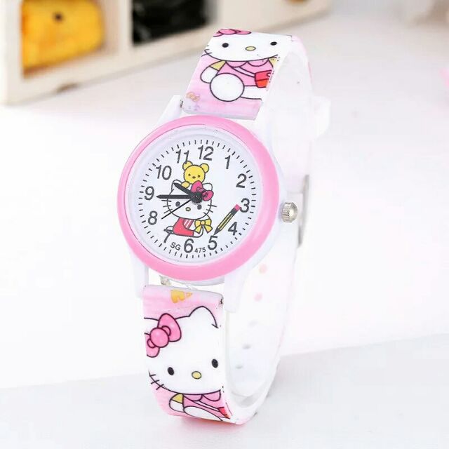 Đồng hồ Bé Gái dây silicon hình hello kitty