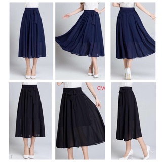 Chân váy midi voan kèm belt nơ sang chảnh