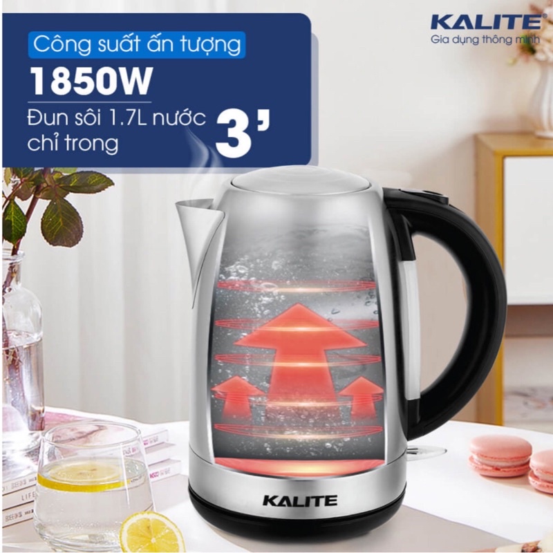 ẤM SIÊU TỐC 1,7L KALITE KL-301 ẤM ĐUN NƯỚC SIÊU TỐC 1850W CHẤT LIỆU INOX 304 BẢO HÀNH 12 THÁNG