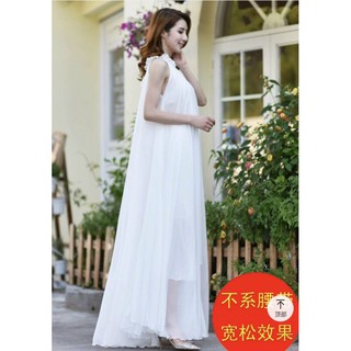 Đầm maxi cổ yếm eo thắt dây nơ MLXL [Kèm ảnh thật]