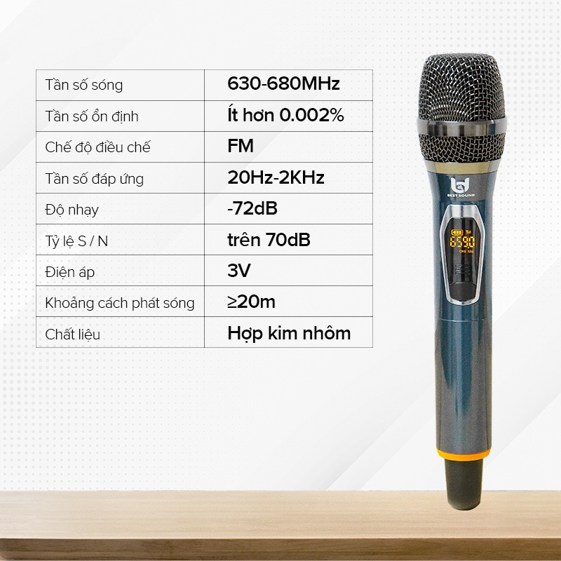 Micro Không Dây karaoke Việt Star Quốc Tế U-WR09, Tần Số 50, Hát Nhẹ Và Êm, bảo hành 12 tháng