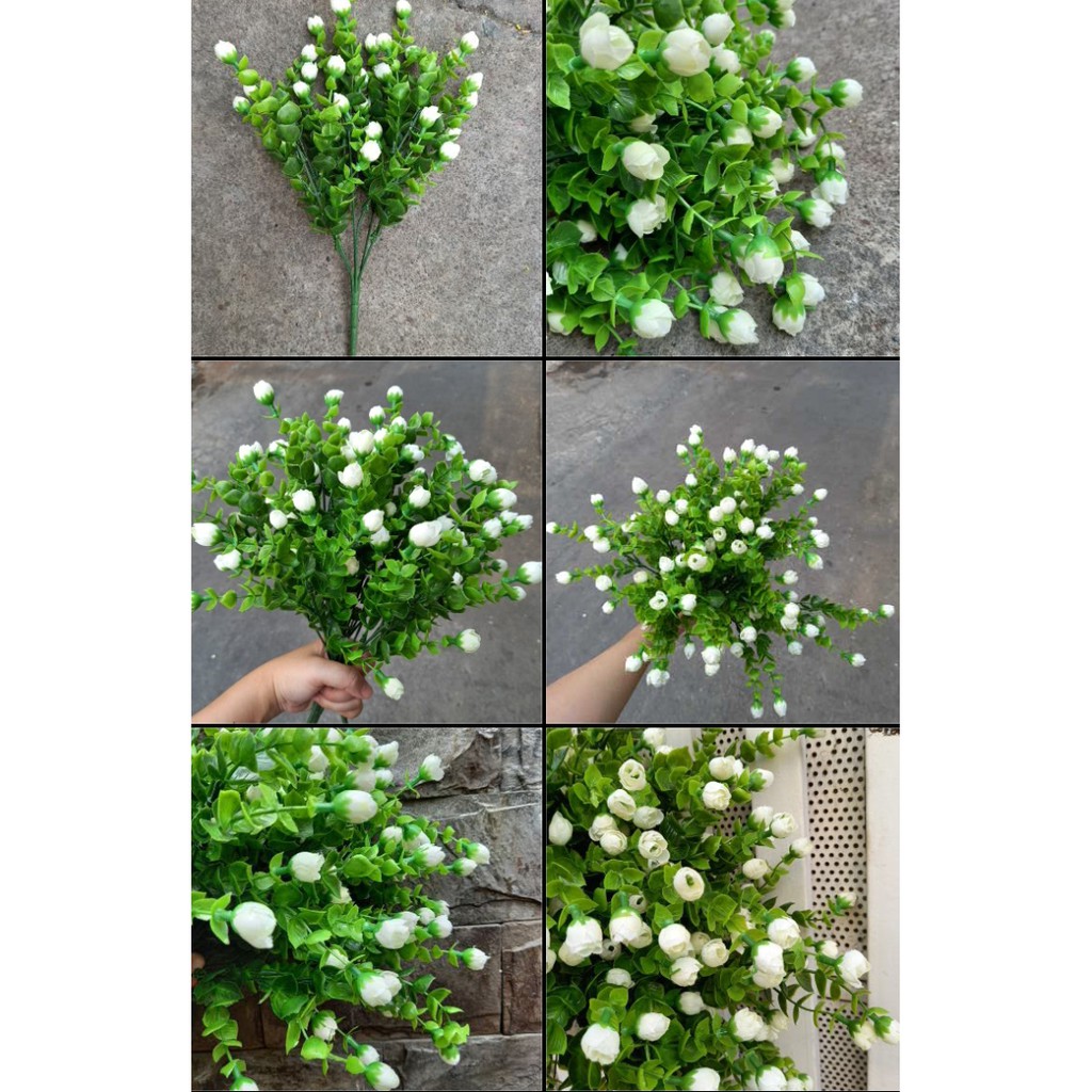 1 Bụi hoa hồng tỷ muội giả 6 nhánh - Hoa giả - Hương Flower