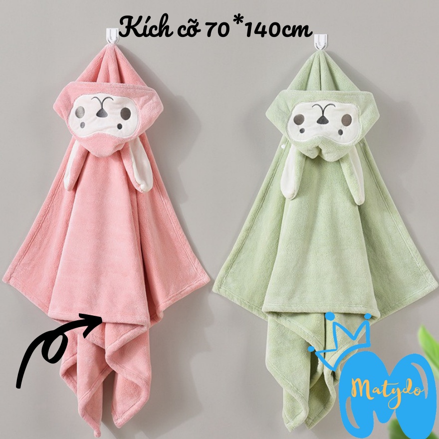 Khăn ủ tắm cho bé MATYDO vải nỉ bông mềm mại thoáng khí thấm hút cao cấp giữ ấm cho trẻ sơ sinh mùa đông kèm mũ thú