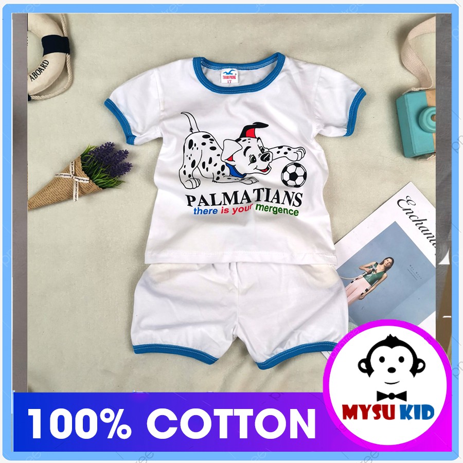 [20 - 49kg]Combo 2 bộ tay ngắn cho bé trai bé gái thun cotton trắng