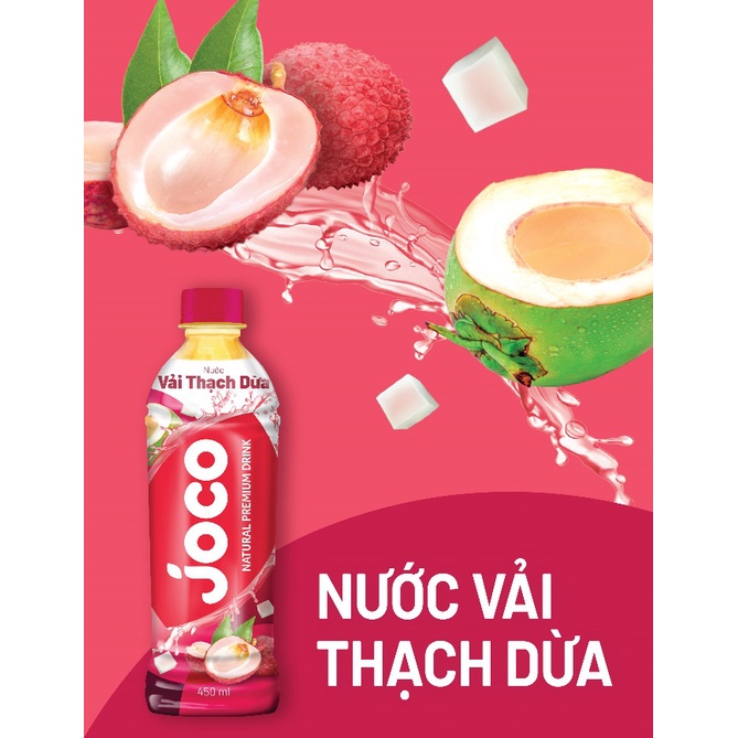 Lốc 6 chai nước vải thạch dừa JOCO