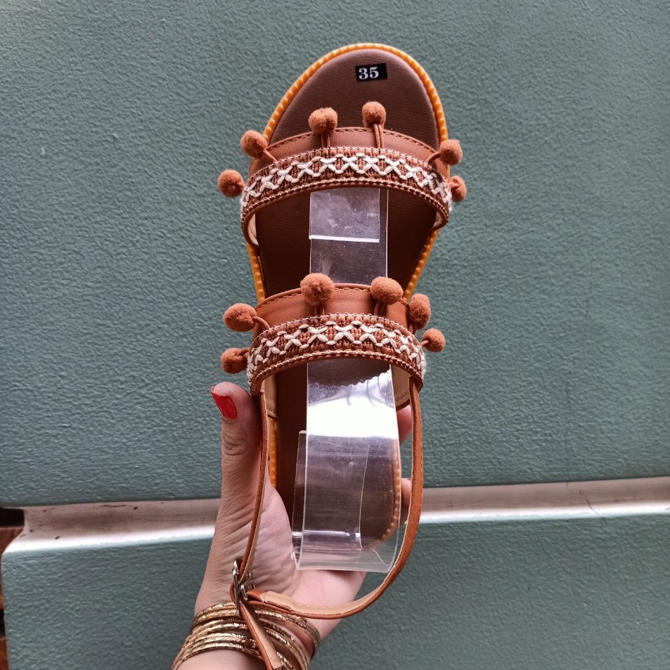Giày sandal nữ thổ cẩm quai gài phong cách bohemian