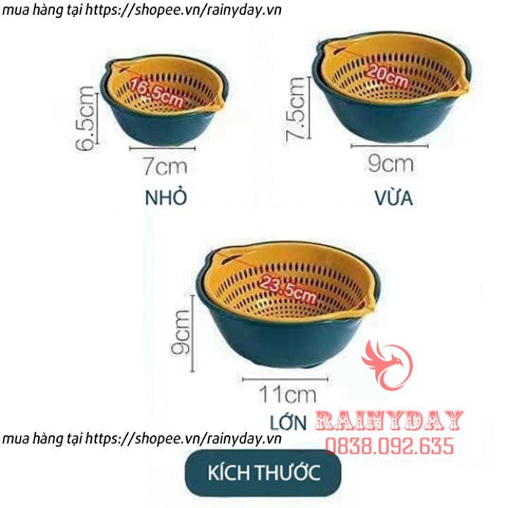 Set rổ kèm chậu 6 món bộ 3 rổ và chậu thau nhựa rửa rau củ đựng hoa quả trái cây 2 lớp hình tròn, vuông