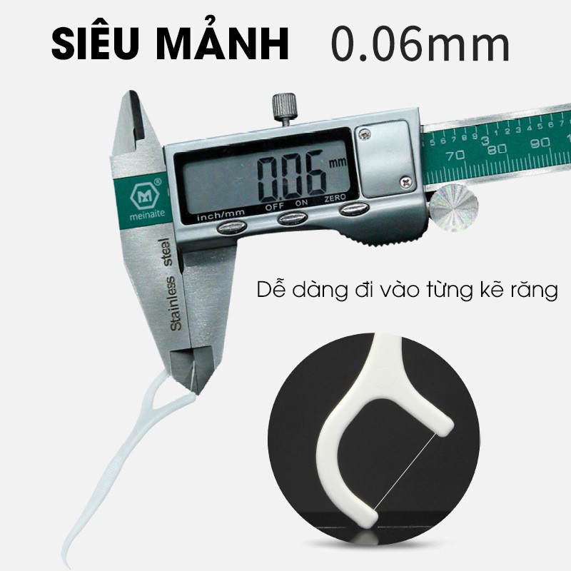 Tăm Chỉ Nha Khoa Có Cán Tiệt Trùng Sợi Chỉ Mảnh Chất Lượng Cao Dạng Hộp Tiện Dụng 50 chiếc